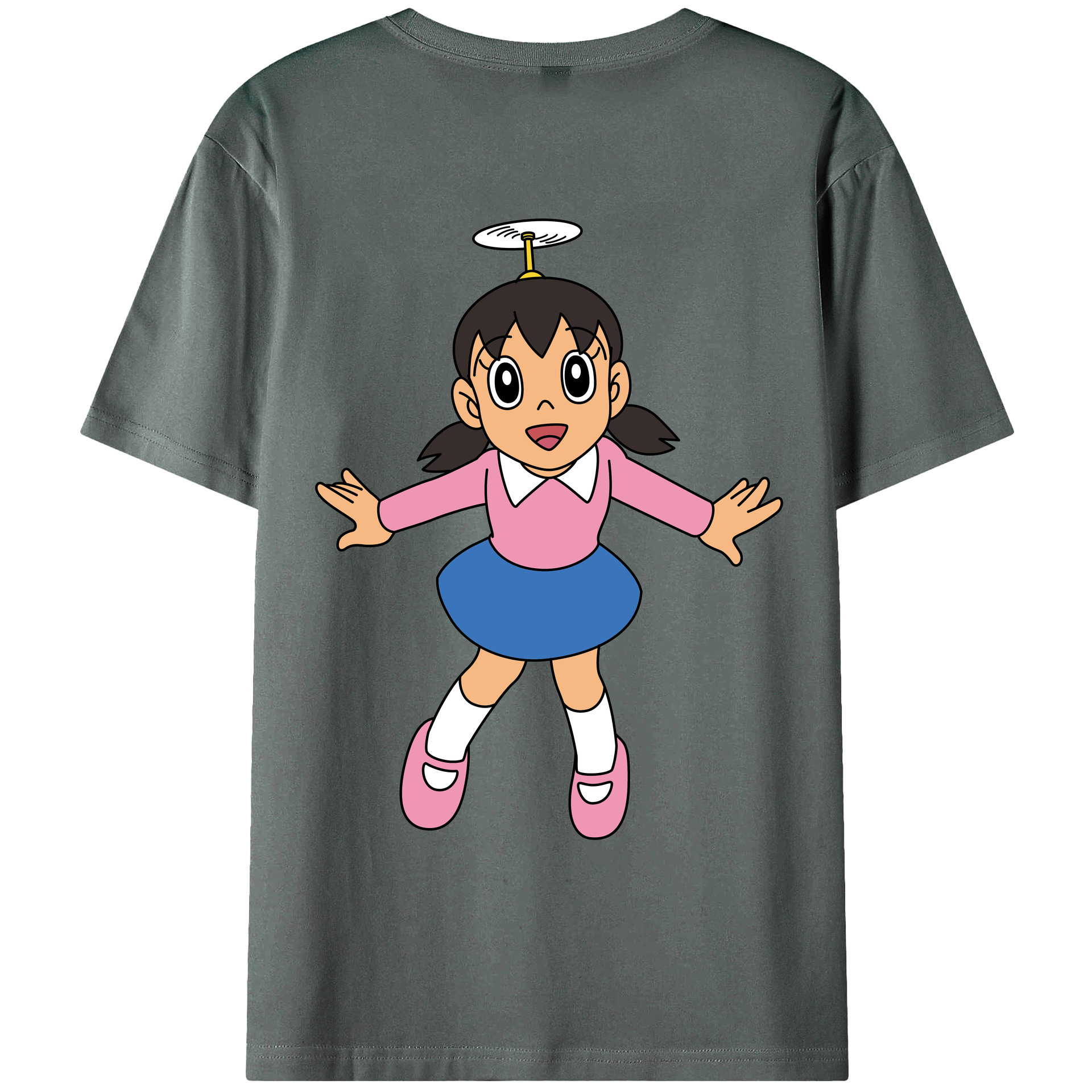 （画像用） ドラえもん みなもと しずか Doraemon Shizuka Minamoto 綿100％ メンズ半袖Tシャツ（バックプリント） 通気性